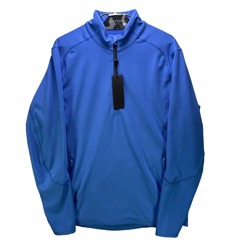 Greyson Golf 1/4 Zip Pullover Mens Medium Blue Performance Zip Pockets NWT $198